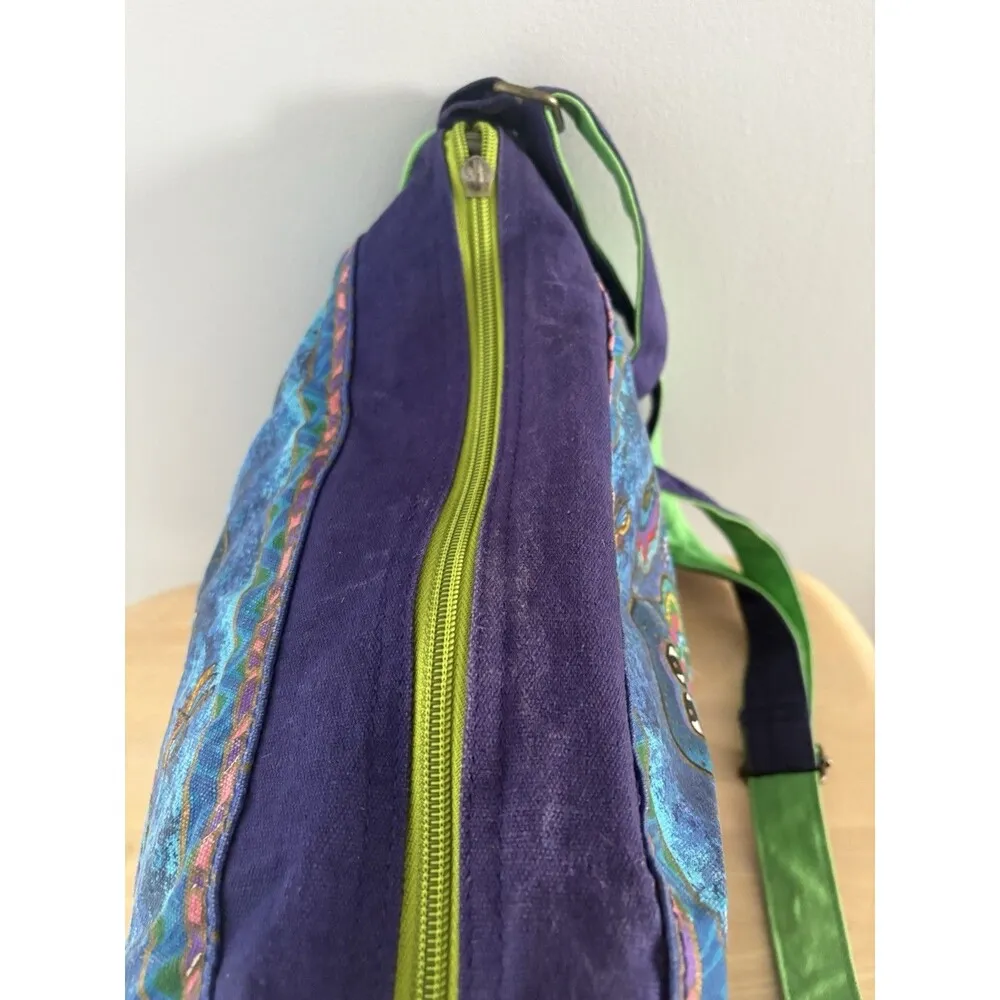 Laurel Burch Cotton Tote Bag Canine Family Mystical Dogs Canvas Handbag Sun Sand Blue - Image 7