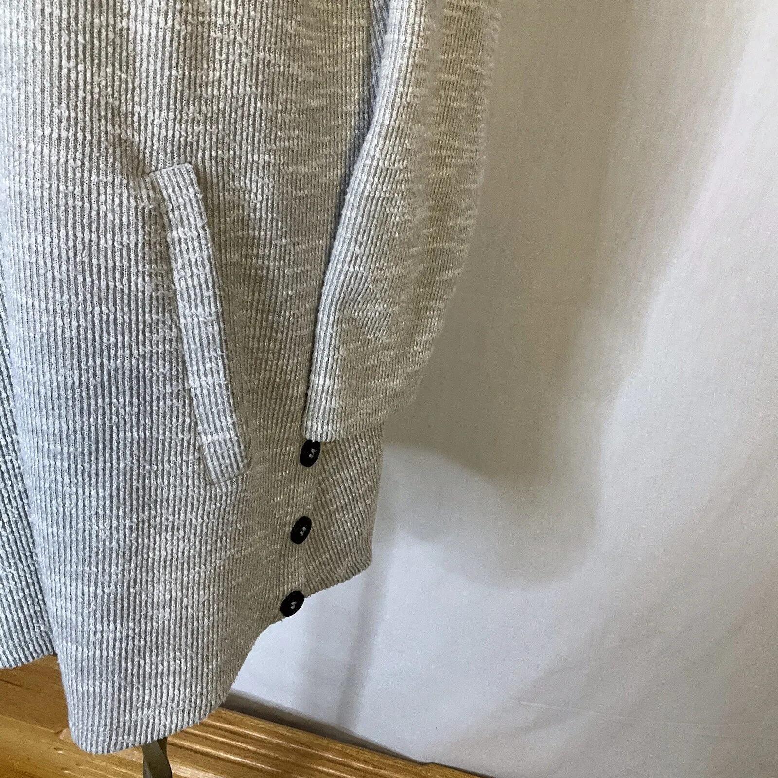 Coco & Carmen Hoodie‎ Dress/Tunic Long Sleeve Beige & White Pockets Size Sm/Med - Image 3