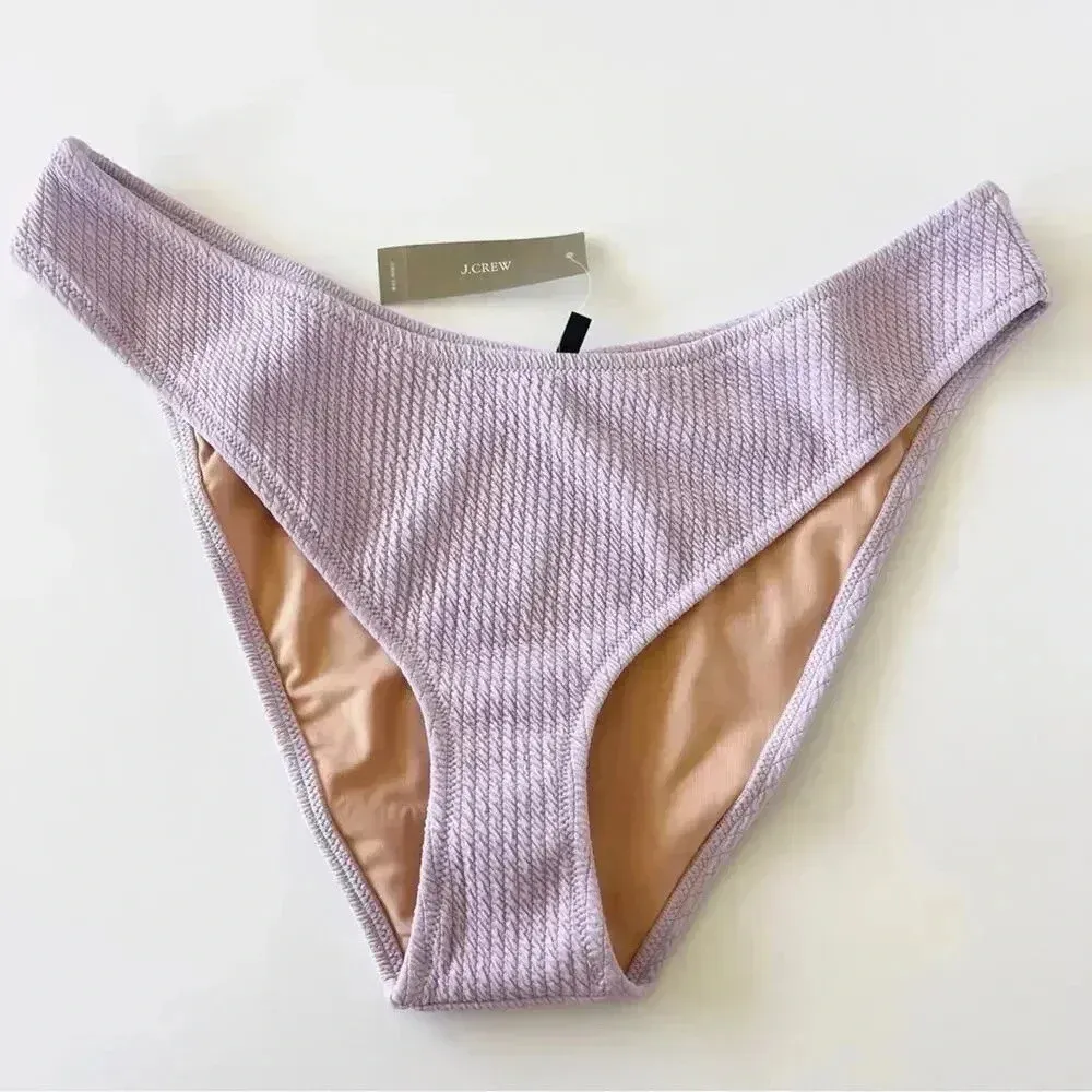 J Crew Textured curved waist High Leg Cut cheeky bikini bottom Size XL NWT - Image 3