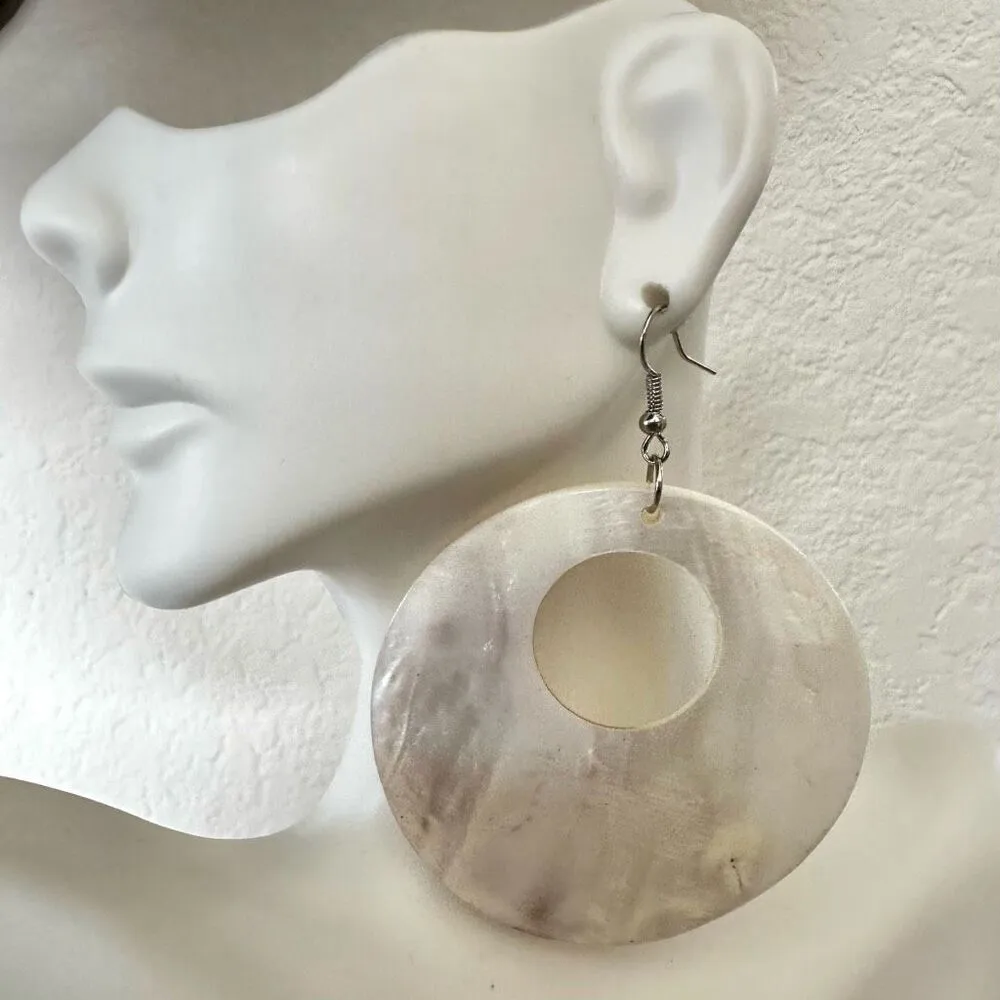 Mar Y Sol large circle abalone drop earrings - Image 5