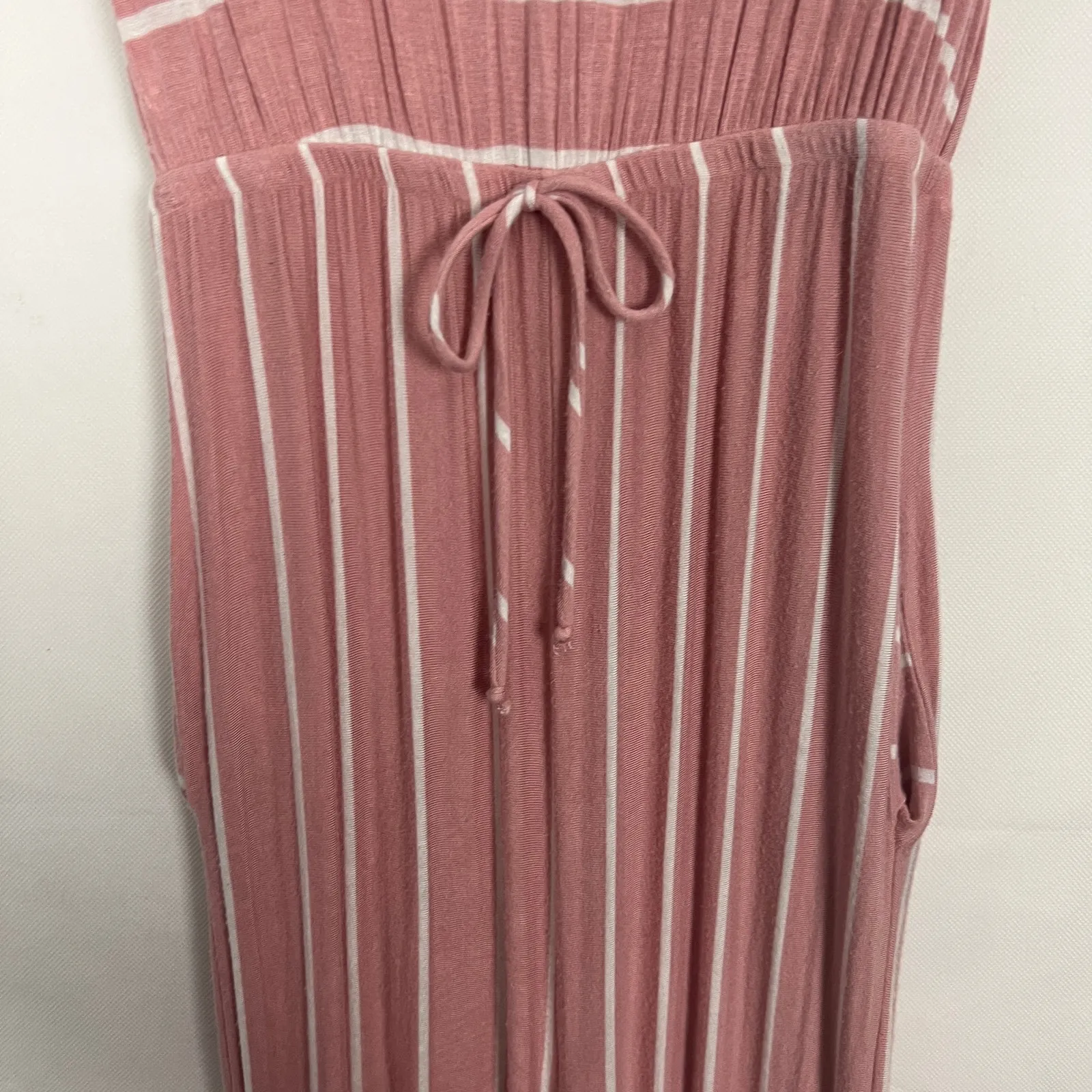 Lovely Melody Pink Rose & White Striped Sleeveless Jumpsuit Size Small - Image 4