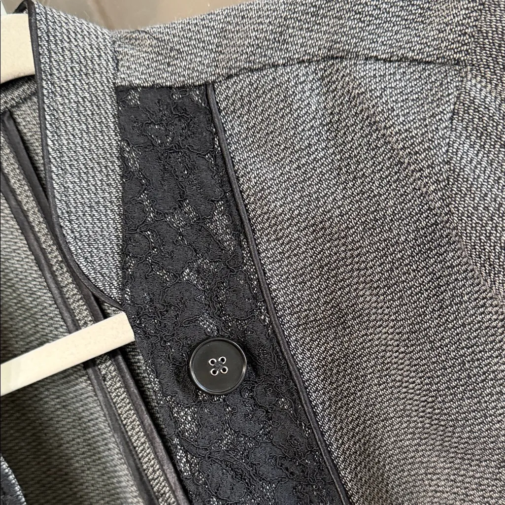 MAURICES Black & Gray Mandarin Collar Tweed Blazer w/ Lace Accents Size Large - Image 4