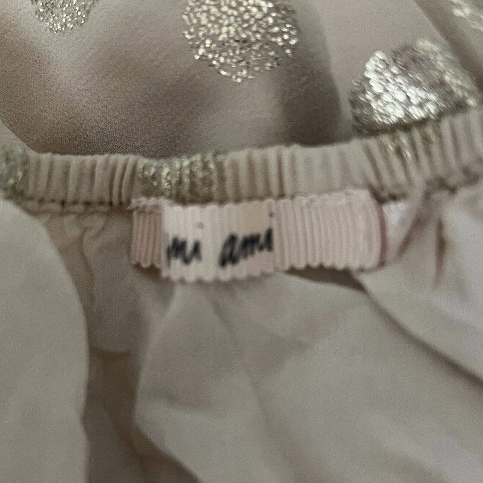 Mi Ami Shirt Womens Large Cream Shimmer Polka‎ Dots Peplum Boho Bohemian Casual - Image 7