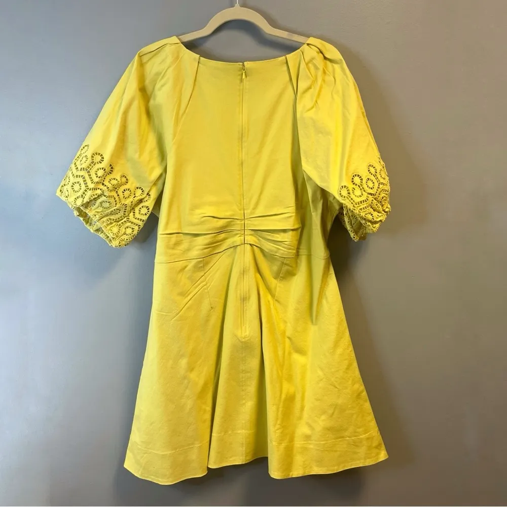 Tanya Taylor Lacey Dress in Daffodil Yellow Sz 18 NWT w/ V Neck & Puff Sleeves - Image 11