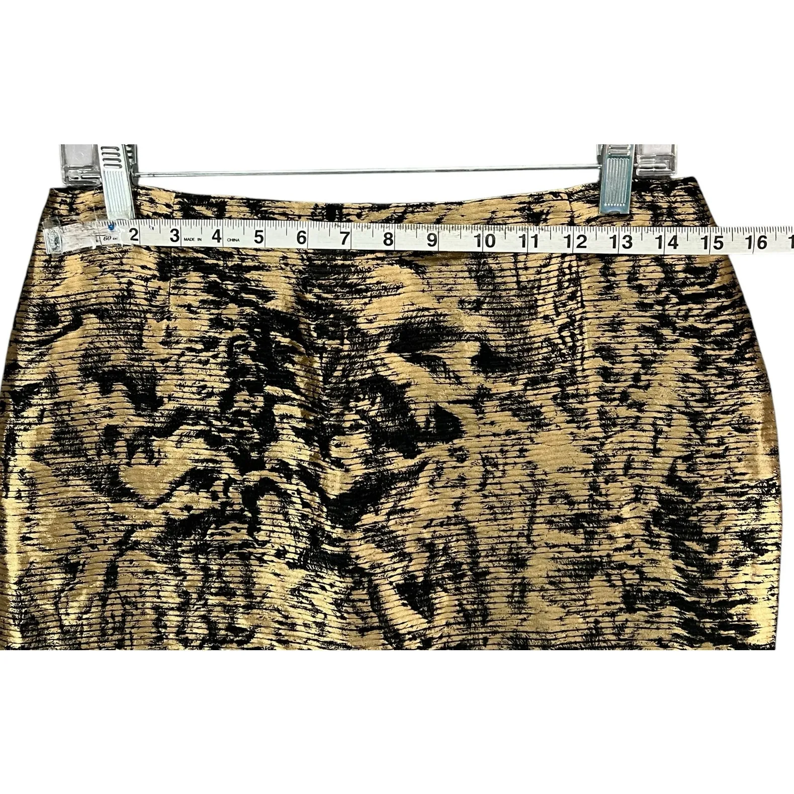 Escada Pencil Skirt US 4 Black Gold Linen Silk Blend Brocade Abstract Glamour - Image 6