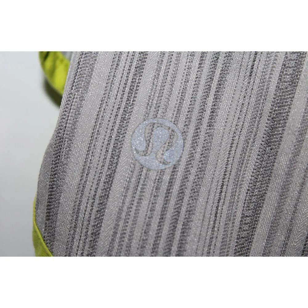 Womens Lululemon Athletica Speed Short Gray Green Striped Running Shorts Size 6 - Image 3