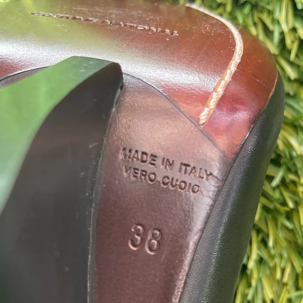 Costume National Italian black leather open toe wedge Size EU 38 retail $725 - Image 12