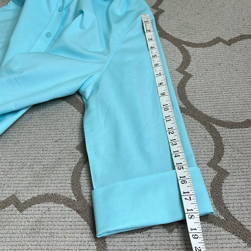 Chico’s No Iron Stretch Oxford Shirt, 3/4 sleeve No Iron, clear Aqua,size: 3/ 16 - Image 12