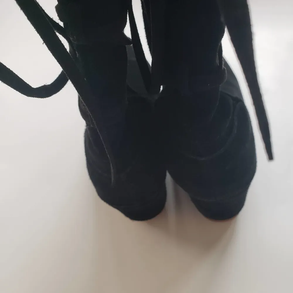 New! MOS Copenhagen Nunu Wedge Black Suede Sheepskin Lace Up Winter Boot Size 9 - Image 8