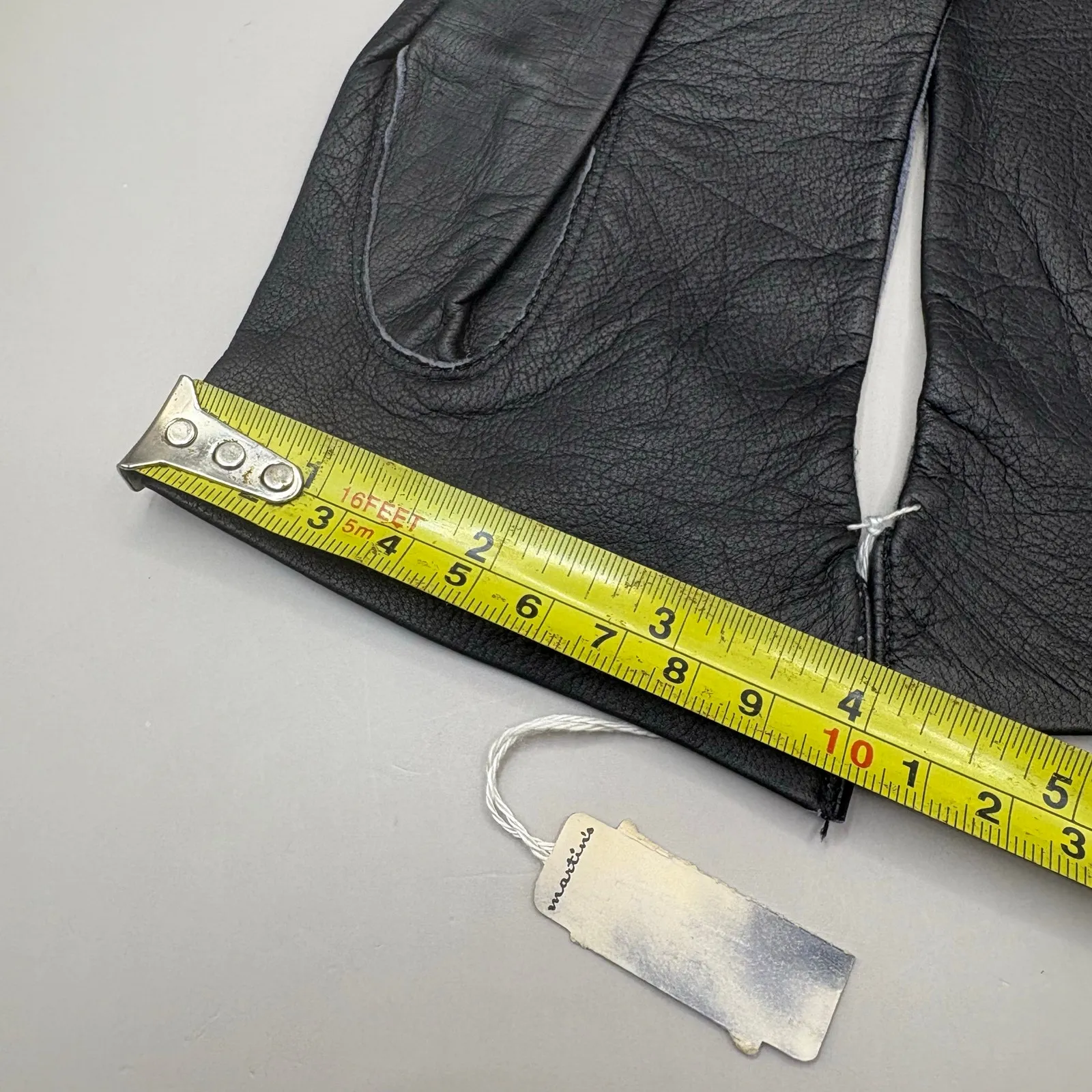 VTG Leather Gloves Black Embroidered Pure Silk Lined Made in France XS 7 NOS - Image 9