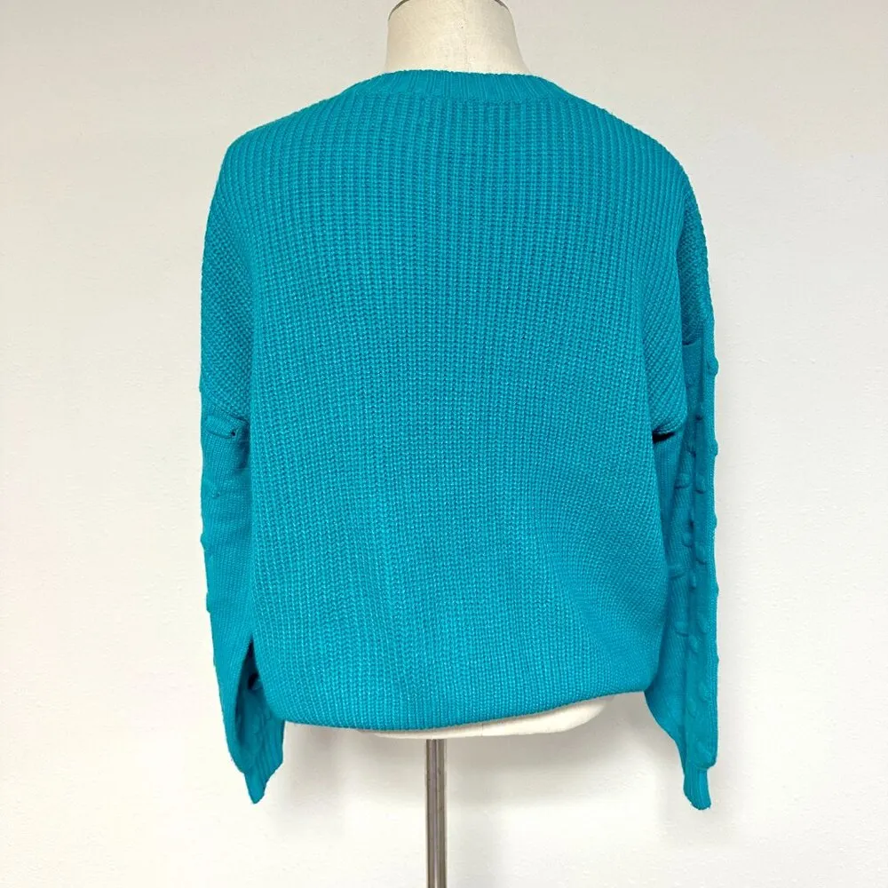 C+D+M Bubbly Bubble Sleeve Knit Sweater Blue - Image 4