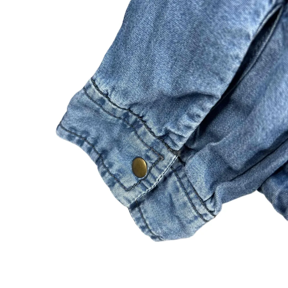 Life In Progress Jacket Blue Lightweight Denim Zip Front Colorblock Womens Large - Image 5