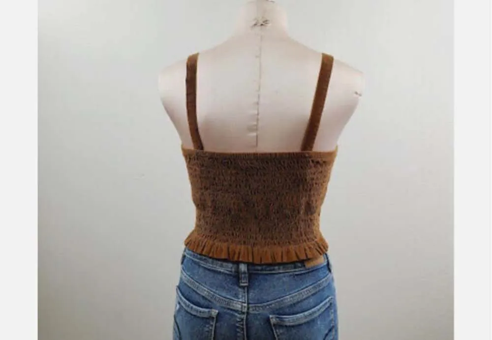 𝅺AMERICAN Eagle Outfitters Womens Brown Sleeveless Pullover Cropped Top Size L - Image 2
