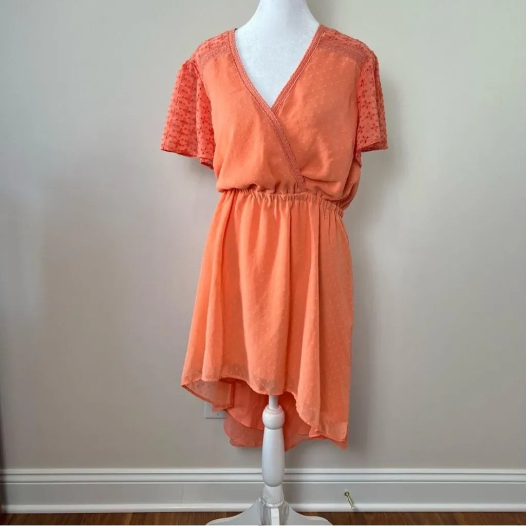 Torrid Babydoll Swiss Dot Chiffon Tunic Top Coral Orange Size 2X (2) - Image 5