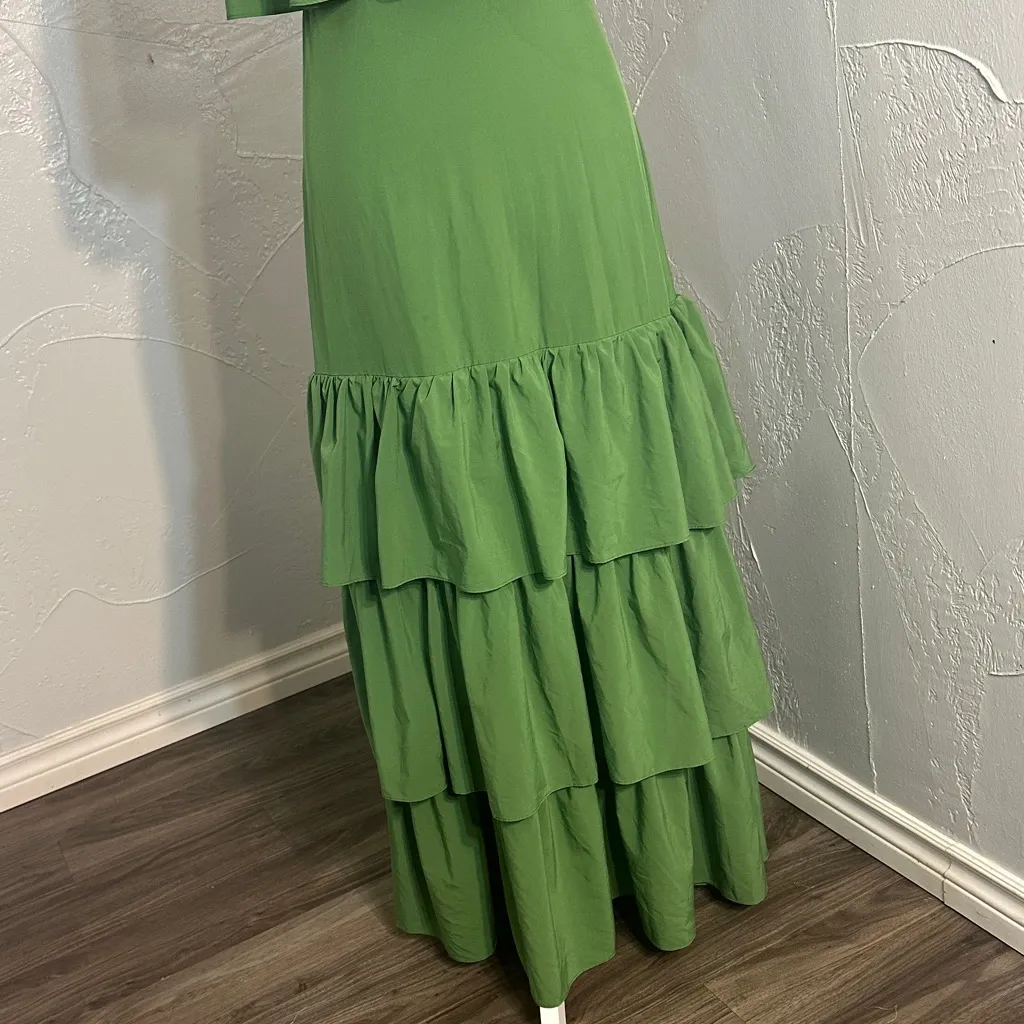 Elegant Green Tiered Maxi Dress Size L - Image 6