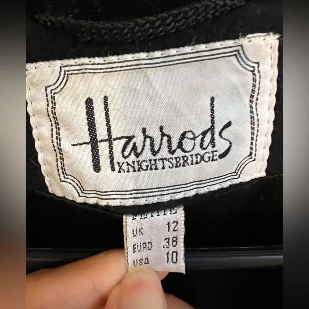 Vintage Harrod’s Women’s Cashmere Wool Blend Coat US Size 10 Petite Black - Image 3