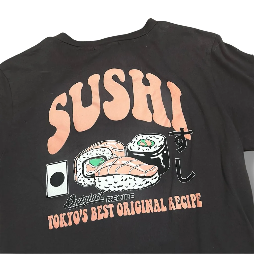 French Pastry Black Short Sleeve Tee with Front Knot - Image 3