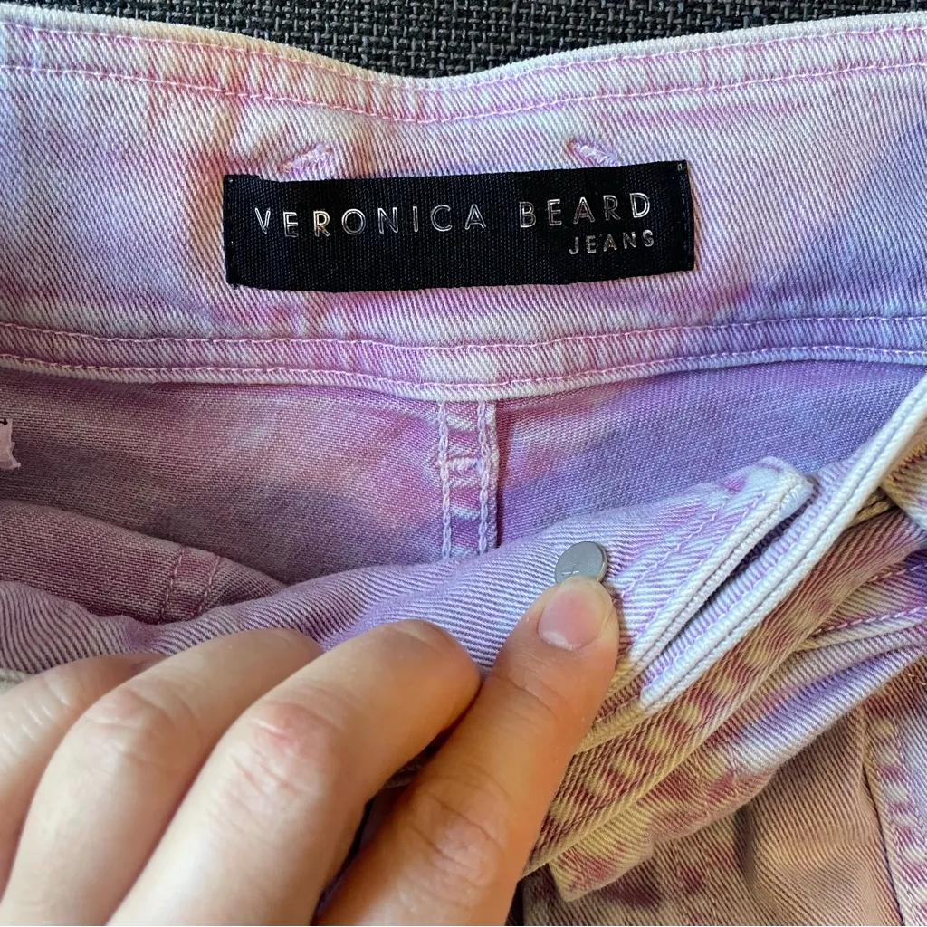 Veronica Beard Lovisa Short Cutoff Jean Shorts Denim Belted Tie Belt Purple - Image 5