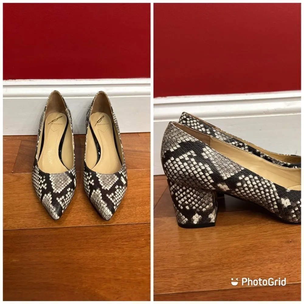 Brian Atwood Women’s Chunky Heel Snakeskin pumps Size 7.5 - Image 2