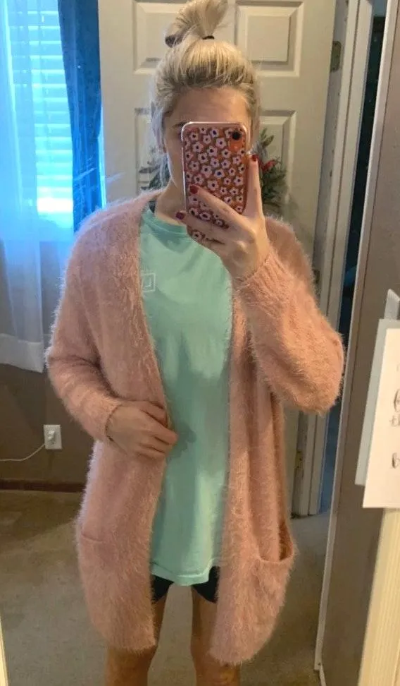 Fuzzy Pink Cardigan - Image 2