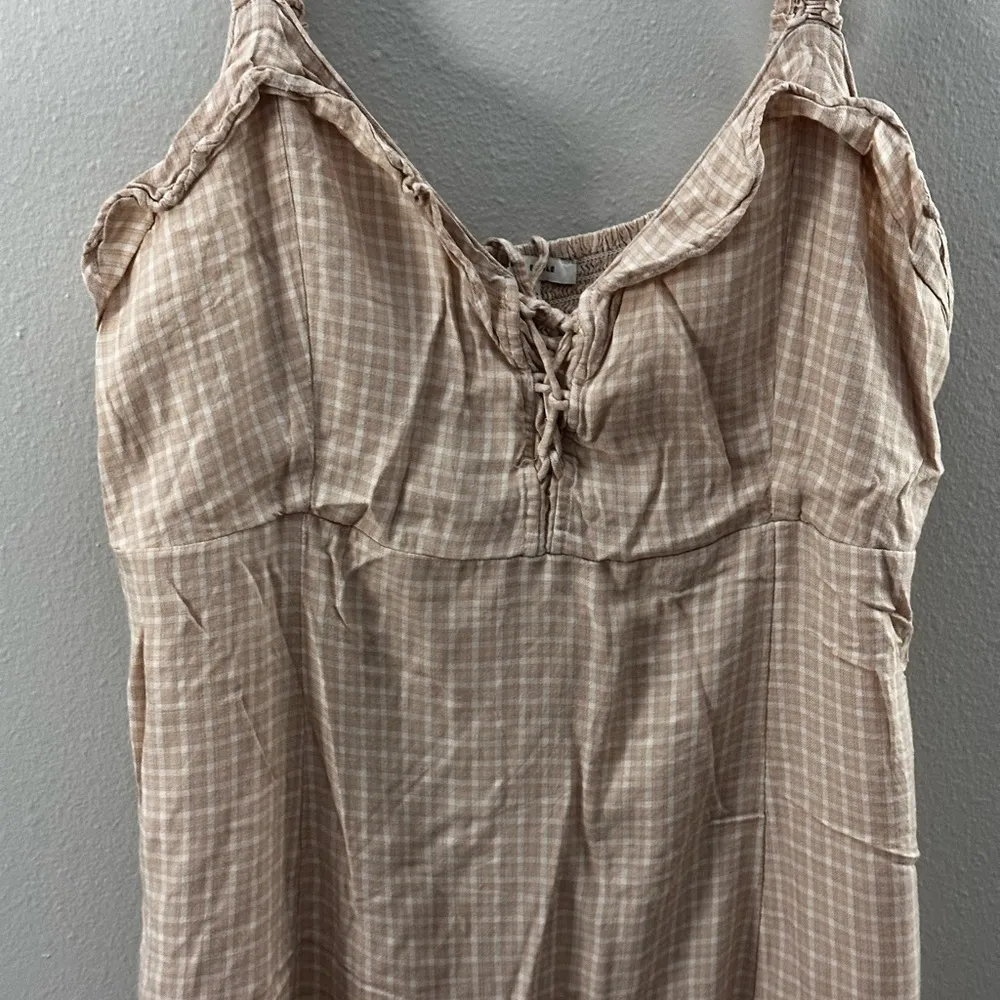 American Eagle Women Beige Plaid Mini dress size L‎ - Image 4