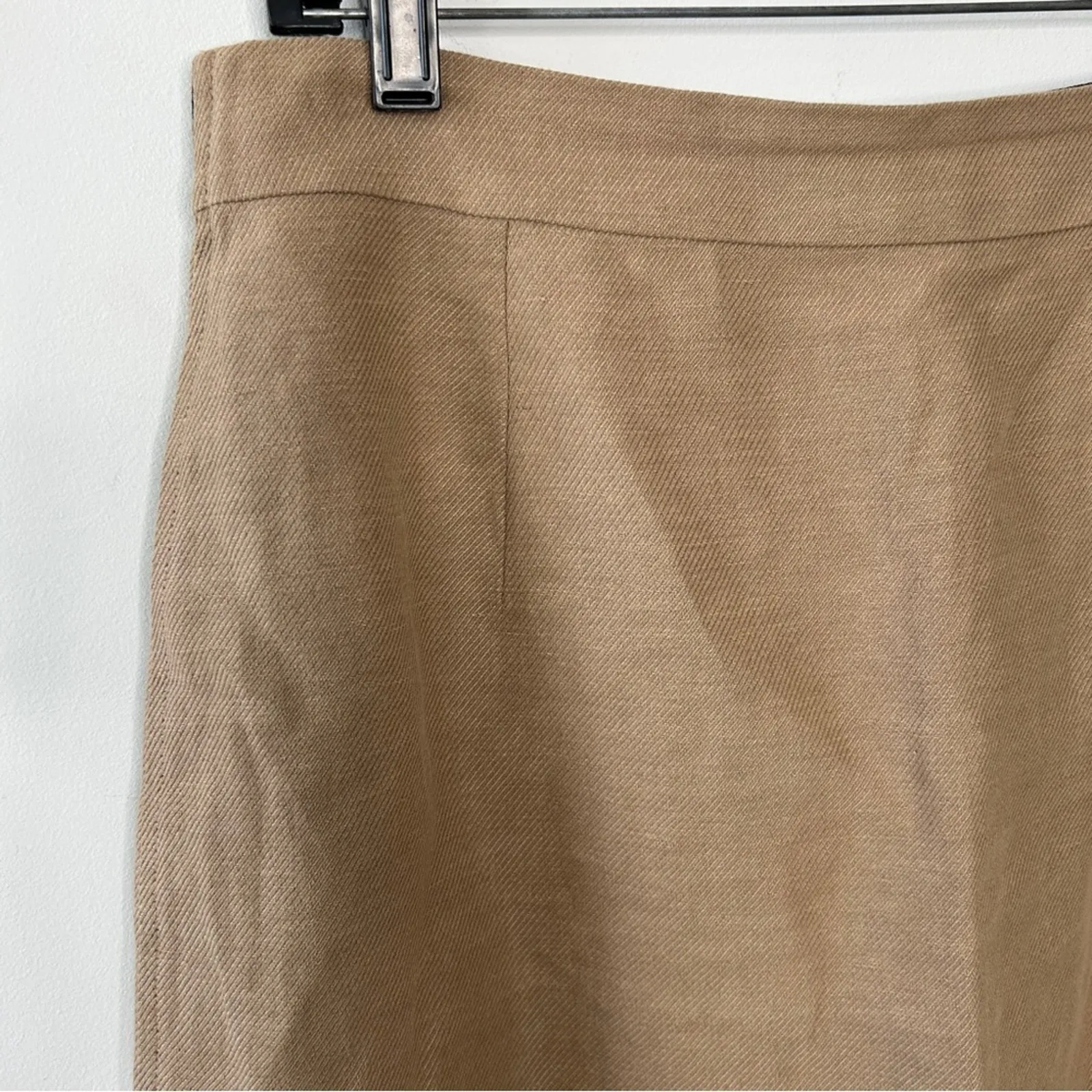 LES COPAINS BVM Spa VTG Pencil Skirt Womens 10 Flax Cotton Made in Italy Luxury Tan - Image 3