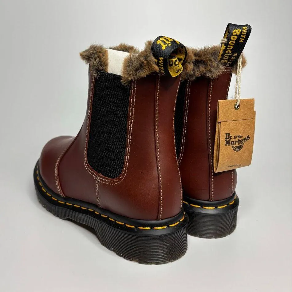 Dr. Martens 2976 Leonore Abruzzo WP Leather Faux Fur Lined Chelsea Boots - Brown - Image 3