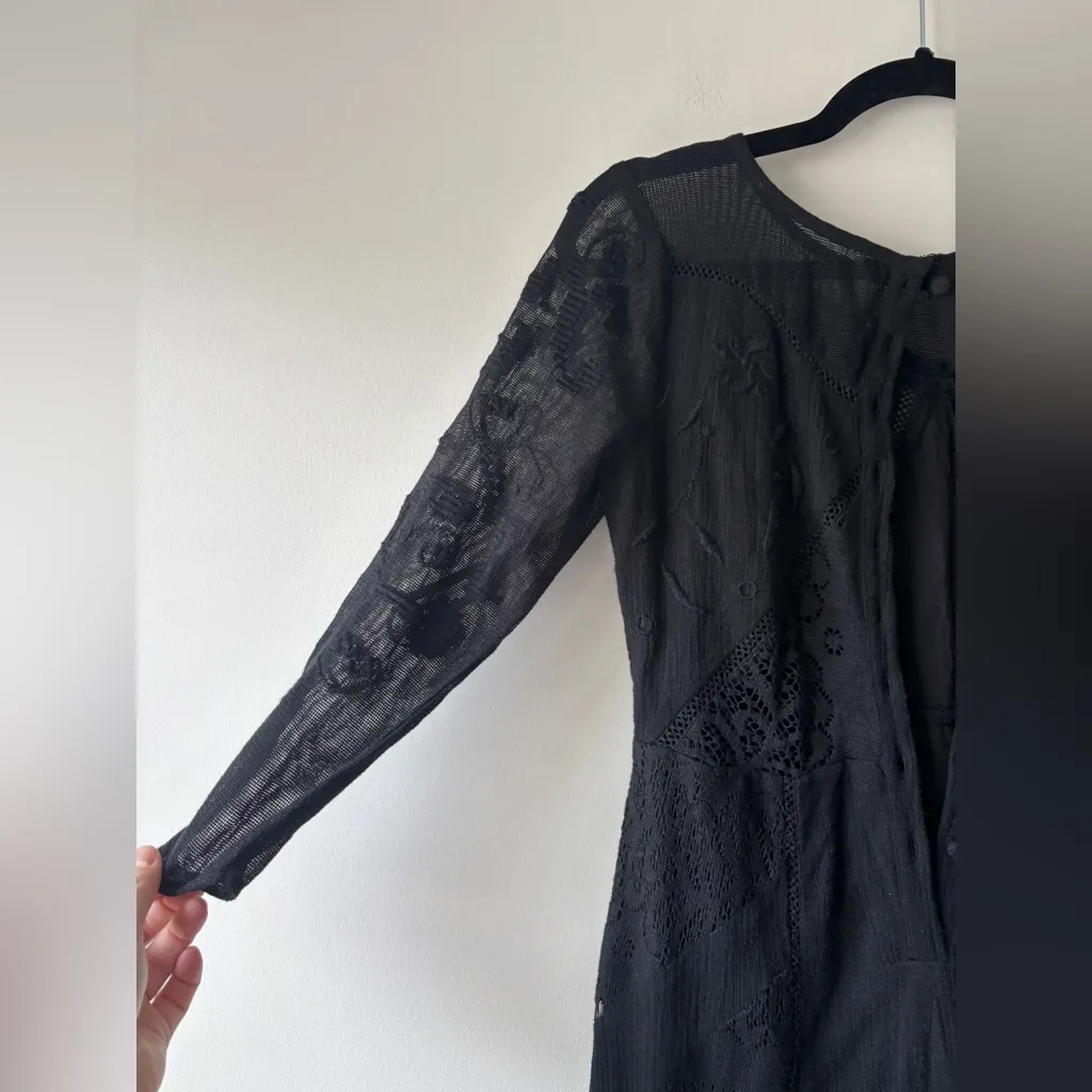 FP Free People Black Say‎ You Love Me Cotton Lace Button Back Maxi Dress Size 2 - Image 14