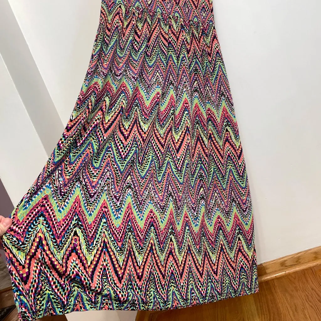 NY COLLECTION Plus Size Multicolor Sleeveless Maxi Dress Rainbow Chevron Stripe - Image 15