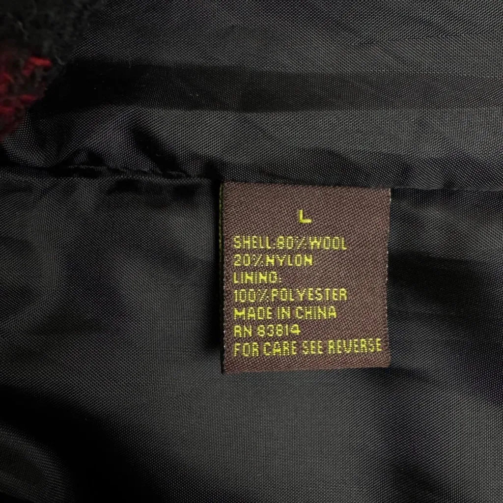 NWOT FUDA Plaid Wool Cape Poncho Shawl Coat Red Black Buffalo Size Large Y2K - Image 7