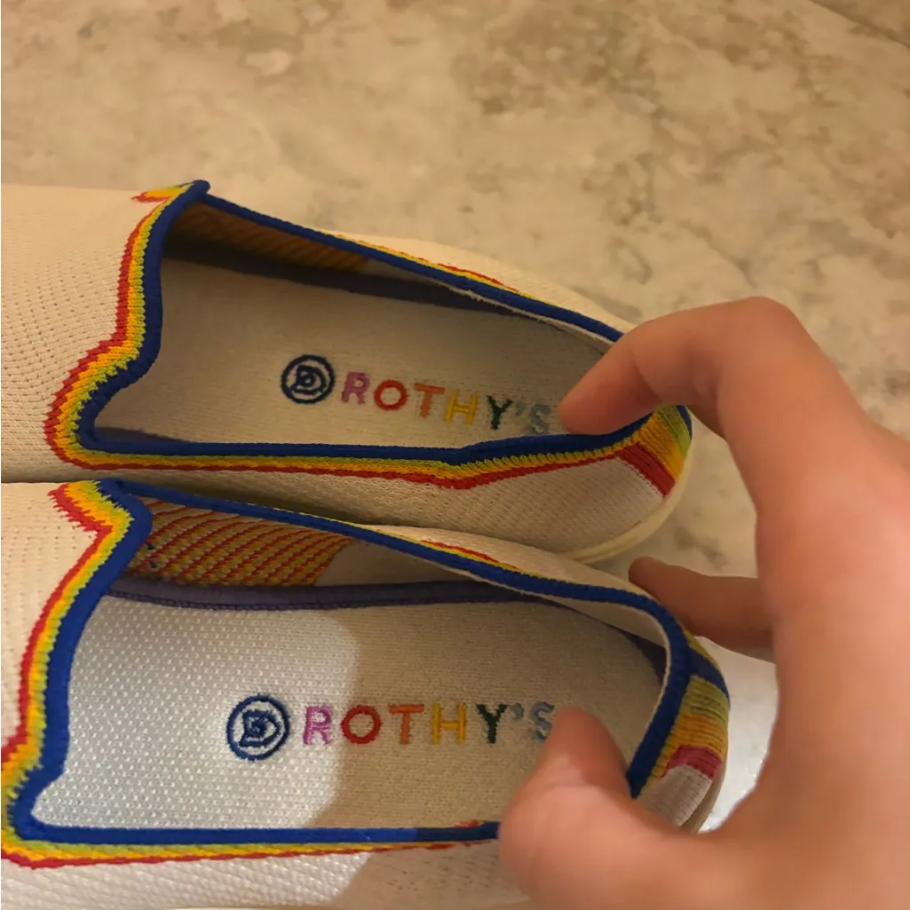 Rothy’s Limited Edition White Rainbow Pride Sneakers - Image 3