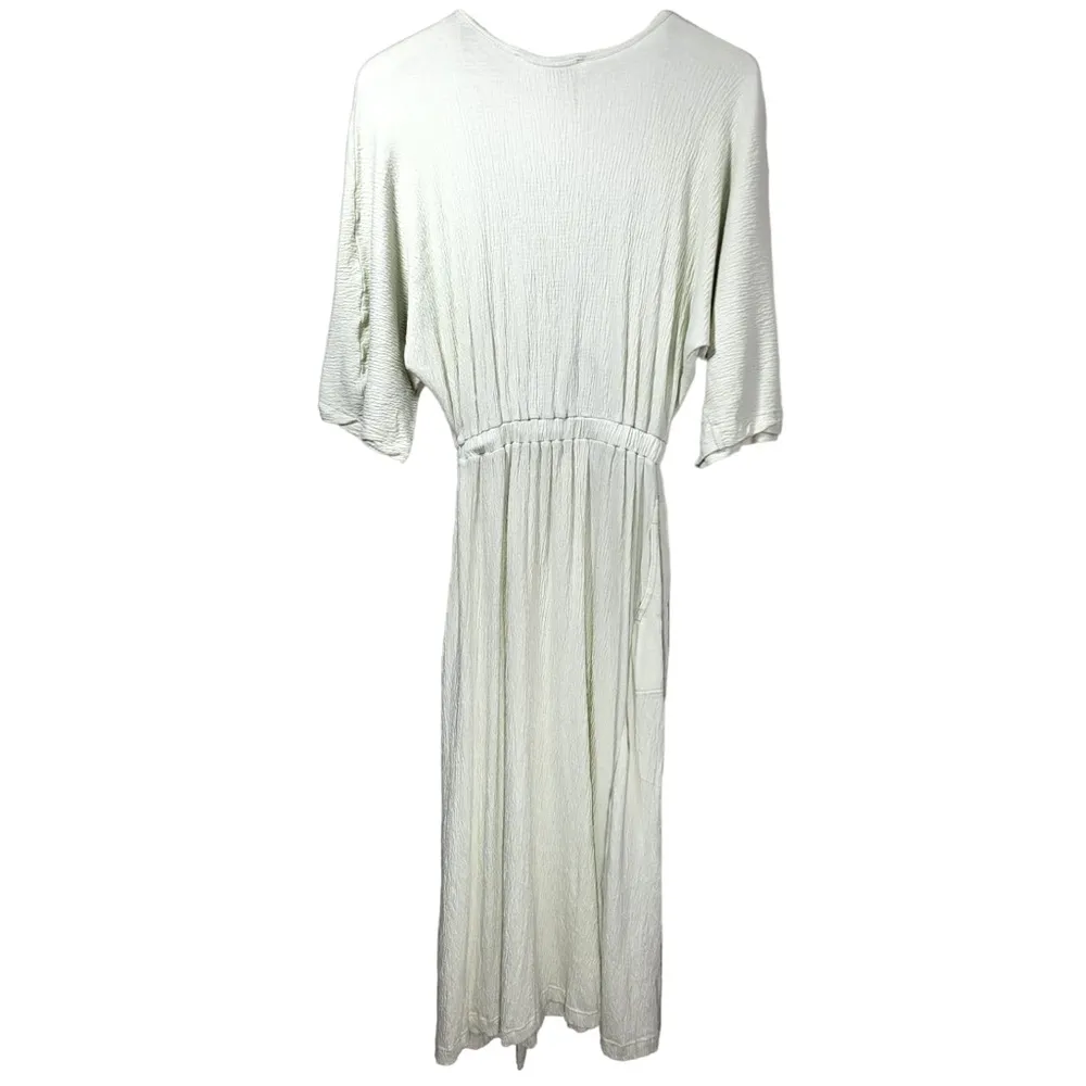 Beach Cotton Blend Gauzy Maxi Slit Dress in Mint Green - Image 10