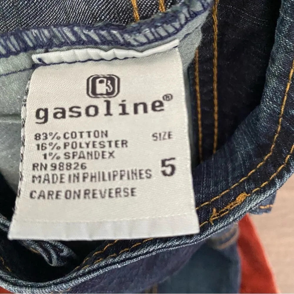 Vintage Gasoline Y2K 90s Low Rise Waist Flare Jeans Dark Denim size 5 waist 29 Blue - Image 7