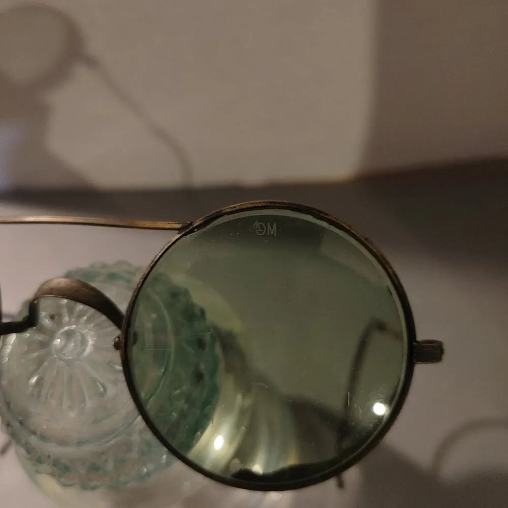 Glasses Welding Steampunk Goggles AO American Optical Green Vintage 10 72 Gold - Image 6