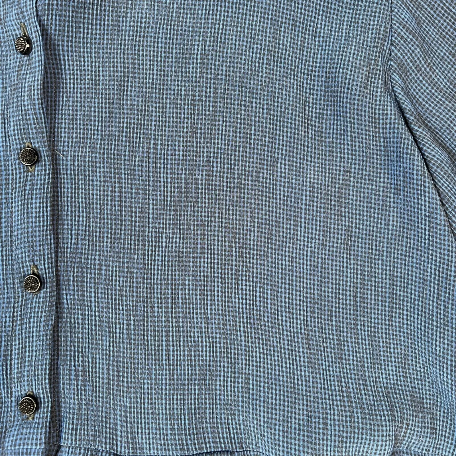 FLAX Jeanne Engelhart Blue Button Front Pintuck Tunic Jacket‎ Artsy Lagenlook M - Image 9