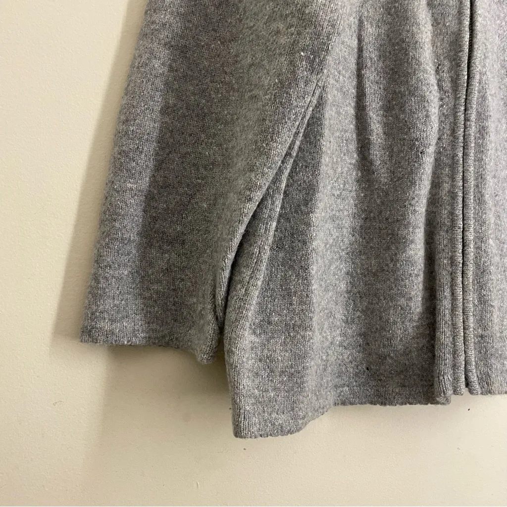 Garnet Hill Wool Angora Zip Cardigan Floral Embroidered Gray Size S - Image 6