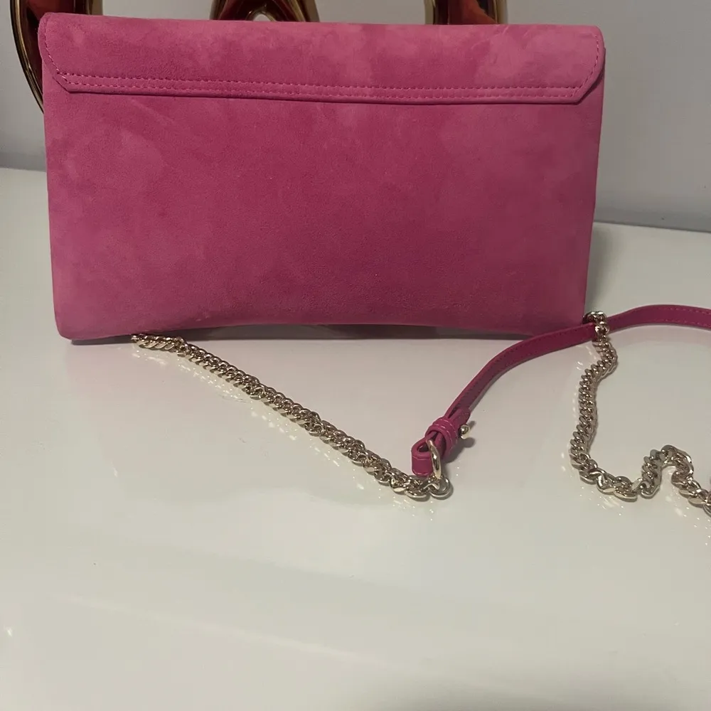 LK Bennett  Pink Suede Clutch with Chain Strap - Image 2