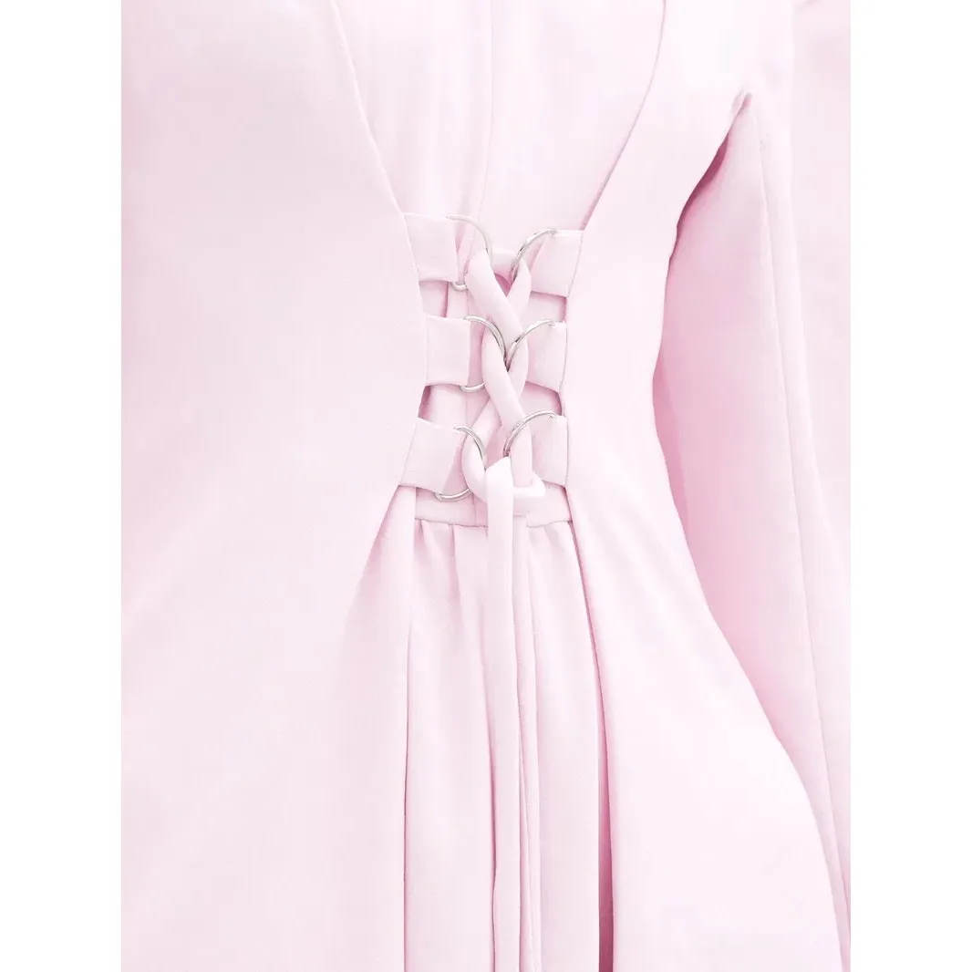 TIBI Lace-Up Crepe Midi Dress‎ Purple Lilac Size 8 - Image 4