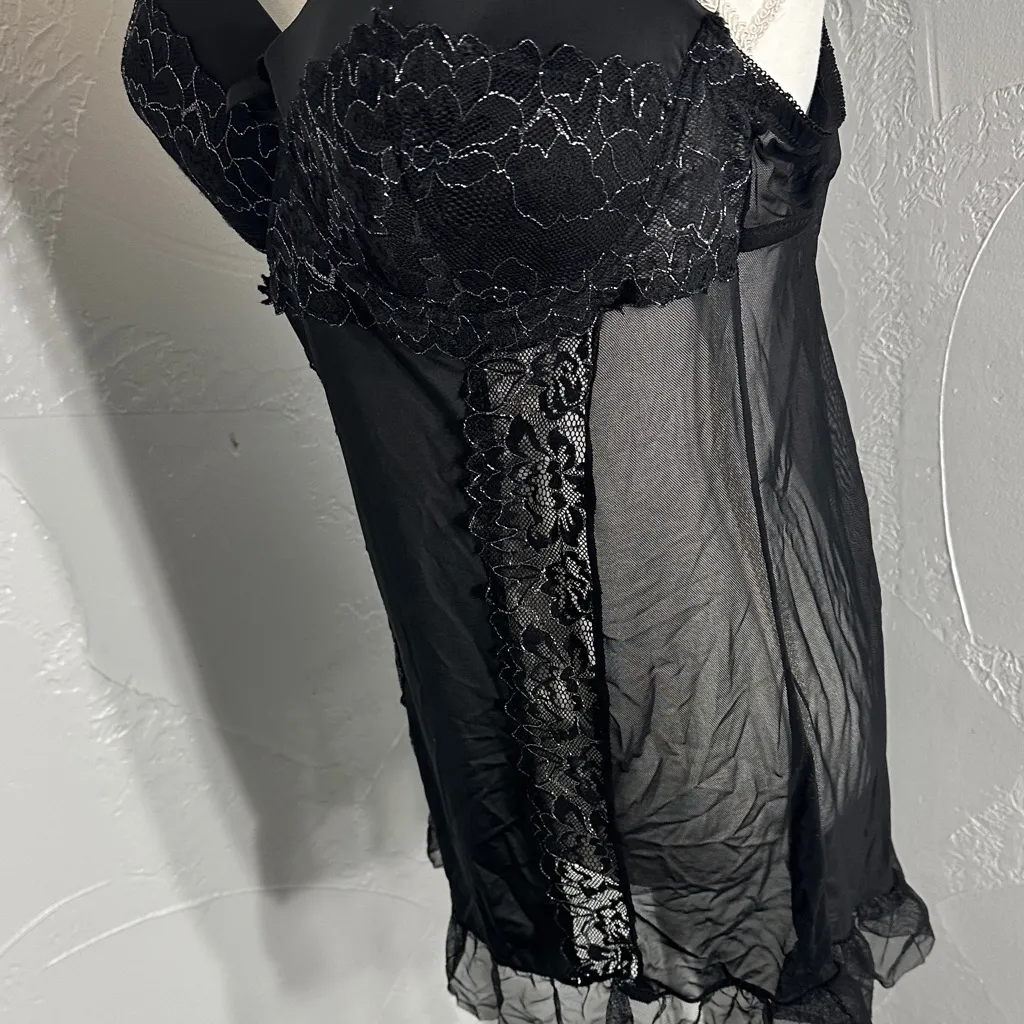 Chic Black Lace Slip Dress Size 3X - Image 5