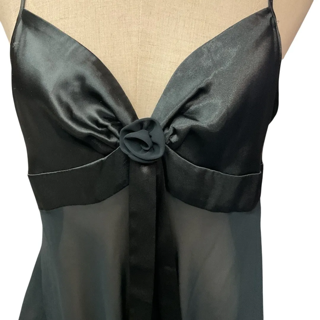 Victoria's‎ Secret Vintage Chemise Sheer Mini Satin Lingerie Slip Dress M Black - Image 2