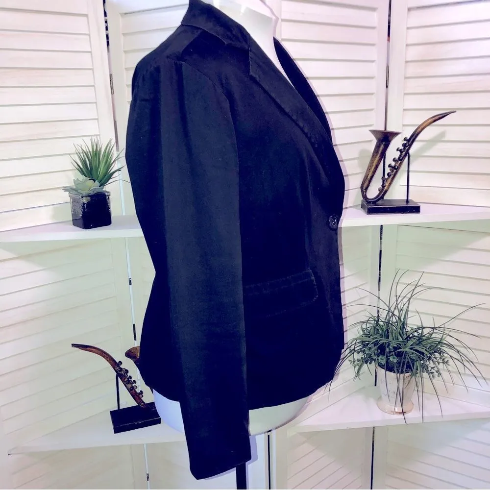 Sandro Black Cotton Blazer Coat V Neck 1X - Image 4