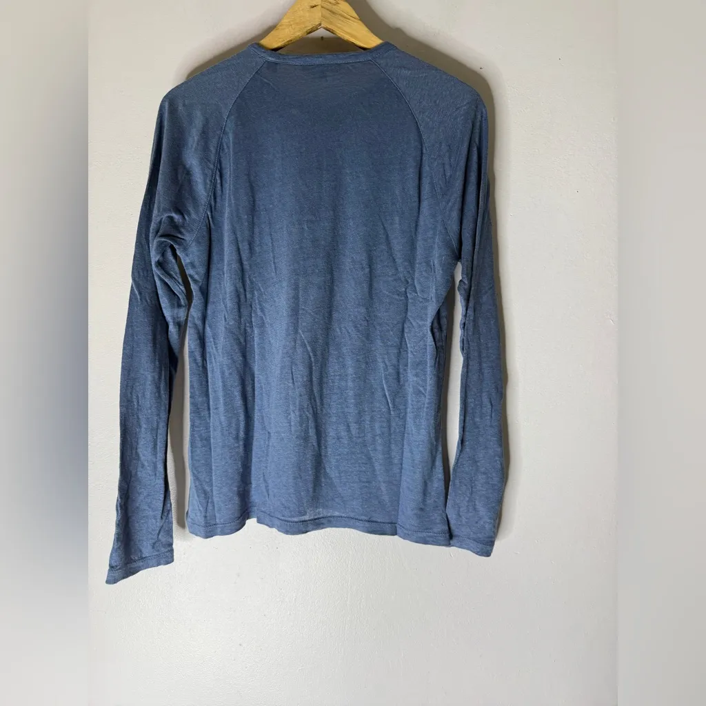 Vince Blue Crew Neck Long Sleeve Linen‎ T-shirt XS - Image 2