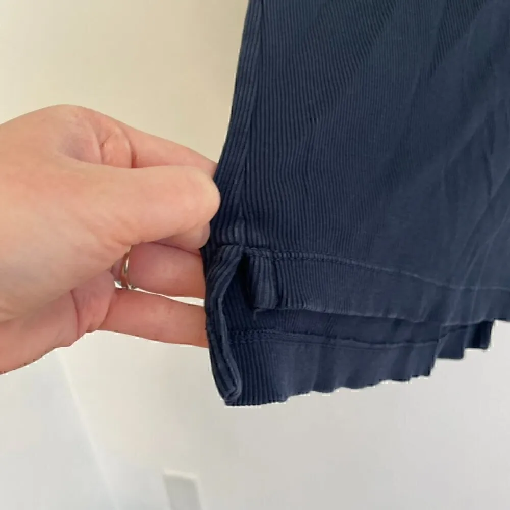 LAUREN RALPH LAUREN LRL Gacy Zip Shoulder Crew Navy Blue Long Sleeve Cotton Top - Image 9