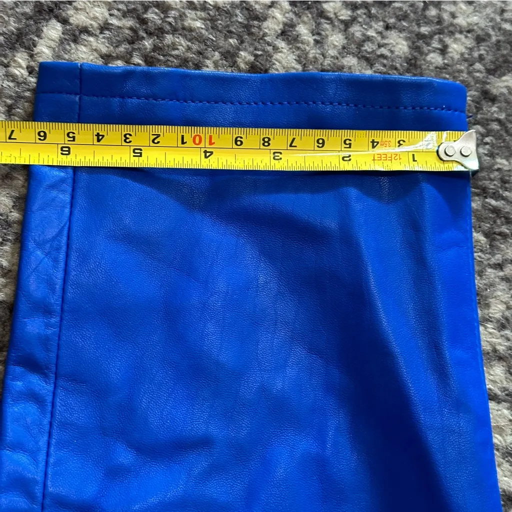 Ralph Lauren Purple Label Vintage 12 Bright Blue Leather High Rise Jeans Pants - Image 15