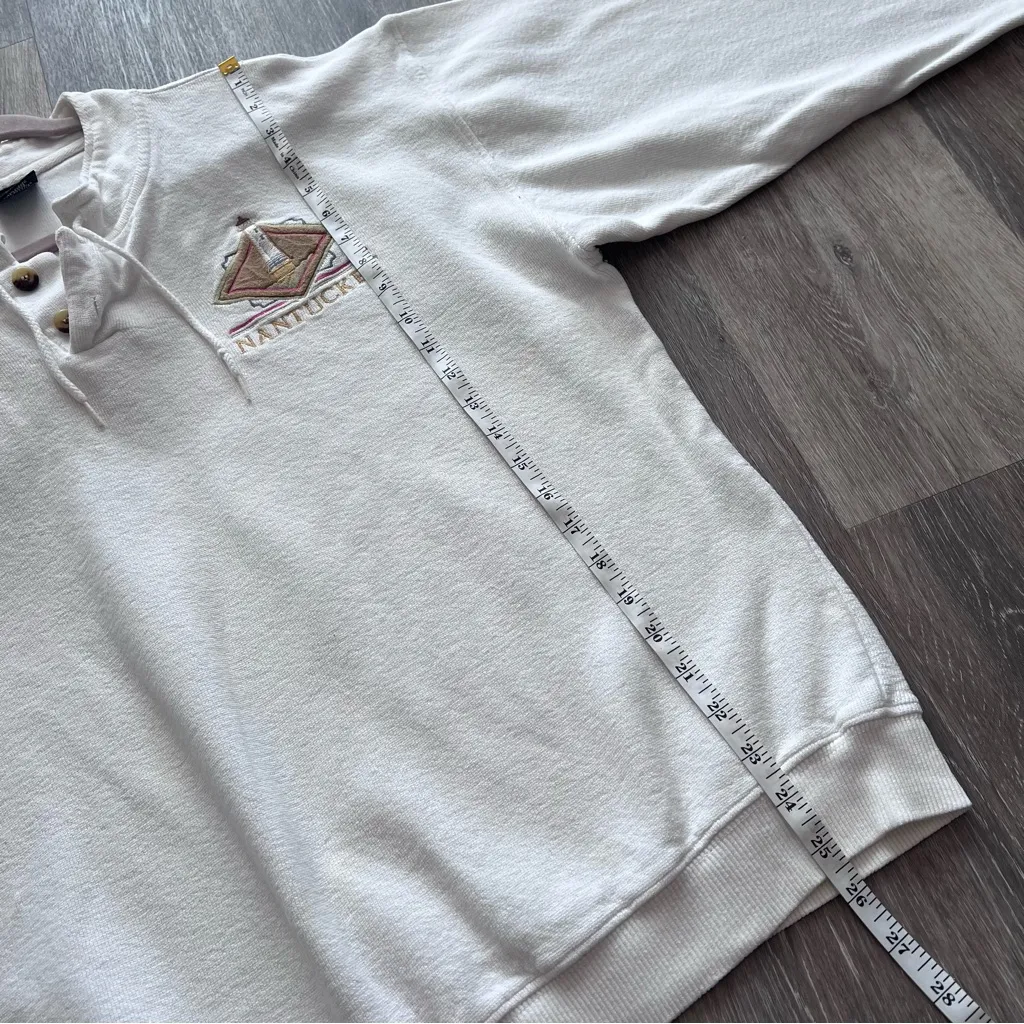 Vintage 90’s Nantucket Henley‎ pullover sweatshirt Size L - Image 7