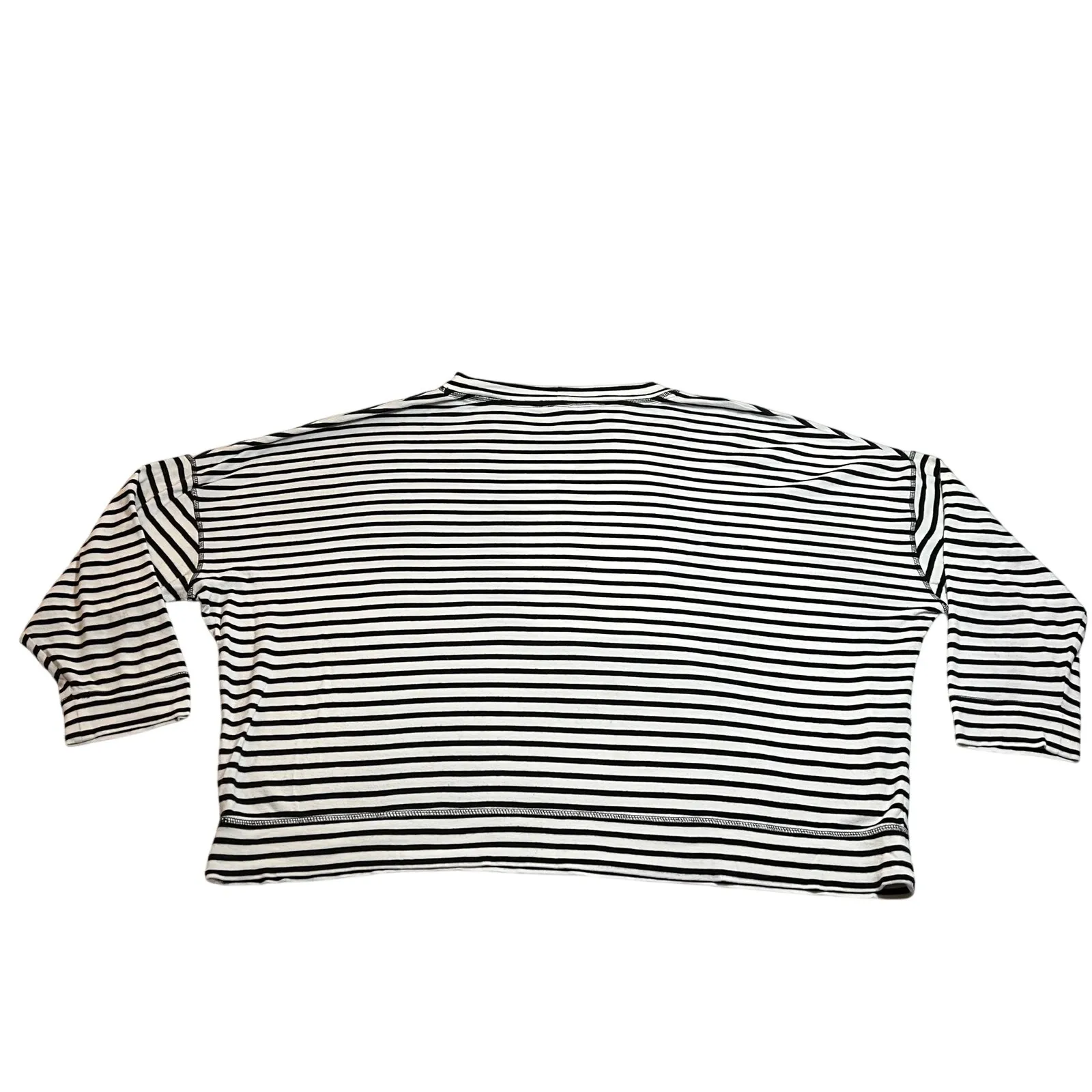 Caslon Crewneck Stripe Drop Shoulder Top Size XXL Casual Preppy Classic Neutral - Image 2