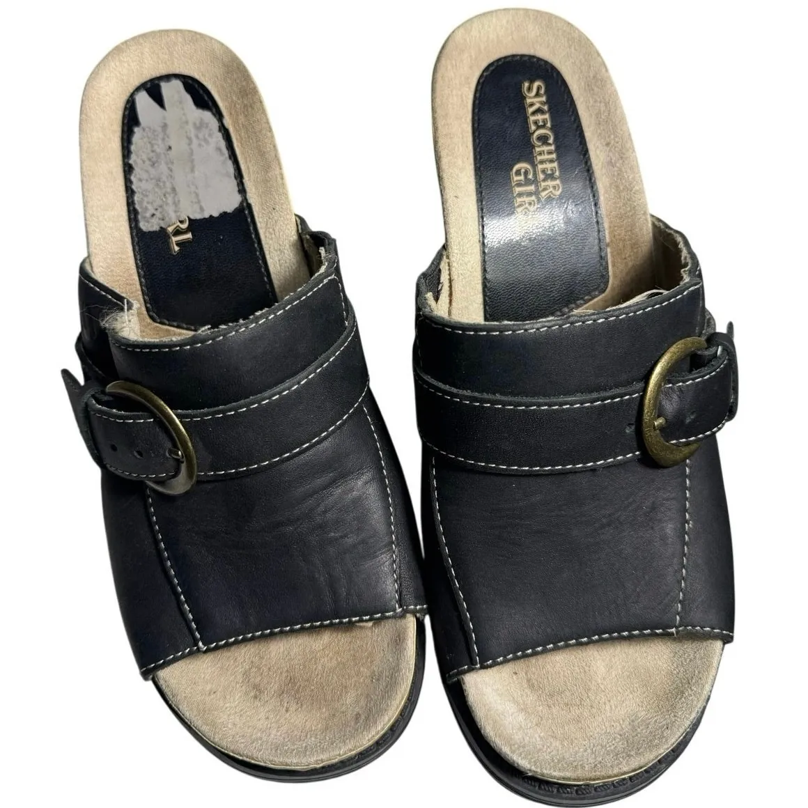 Vintage Y2K 90s Chunky Grunge Skechers Leather Heel Sandals Size 7 - Image 3