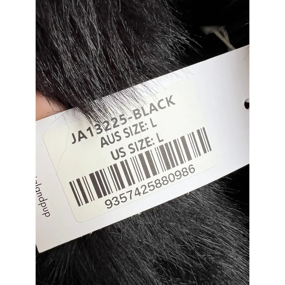 NWT Petal+Pup Long Sleeve Sarai Fuzzy Faux Fur Coat Jacket Black Women's Large - Image 6