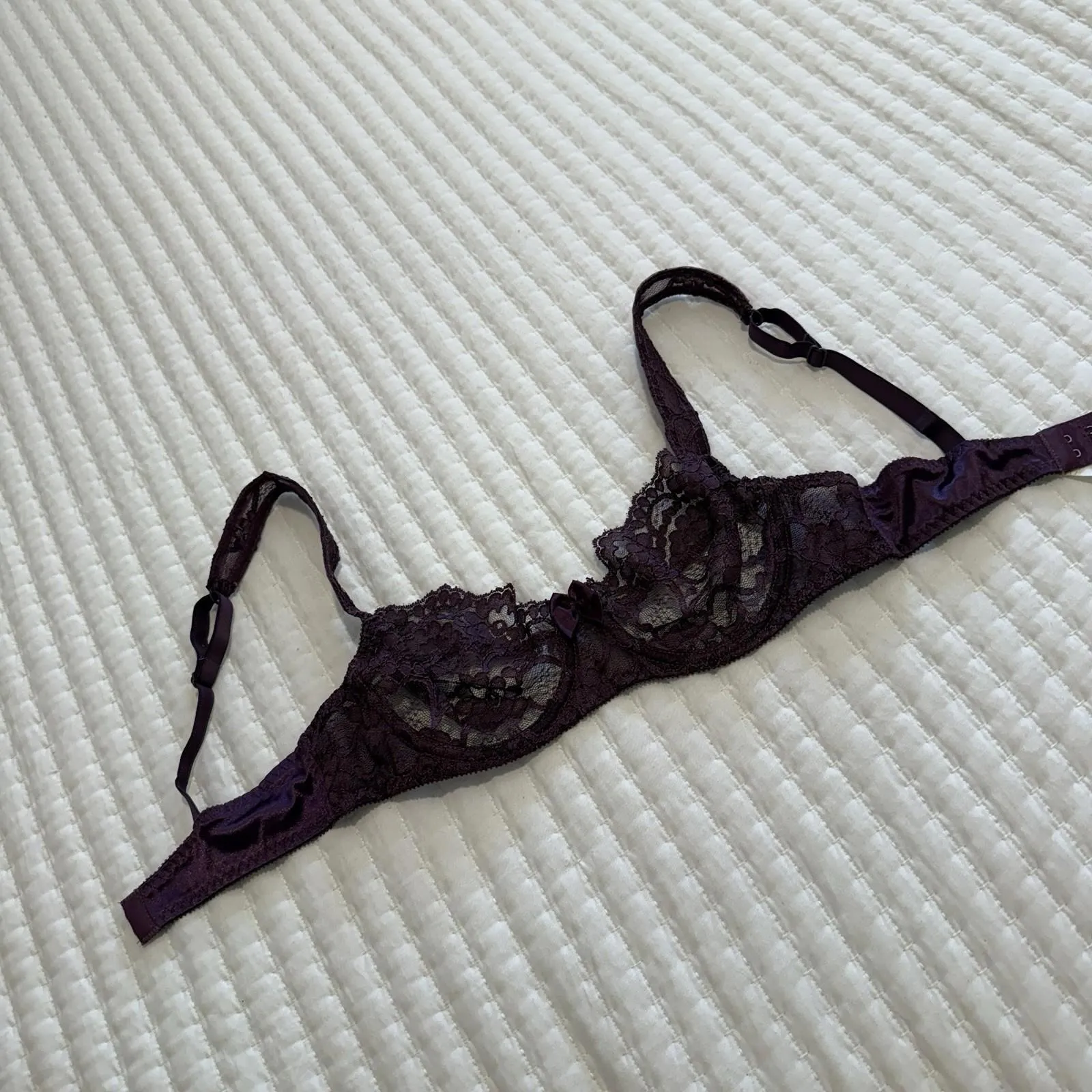 Vintage Victoria’s Secret Unlined Underwire Bra 36B Purple Lace Made In USA Size undefined - Image 7