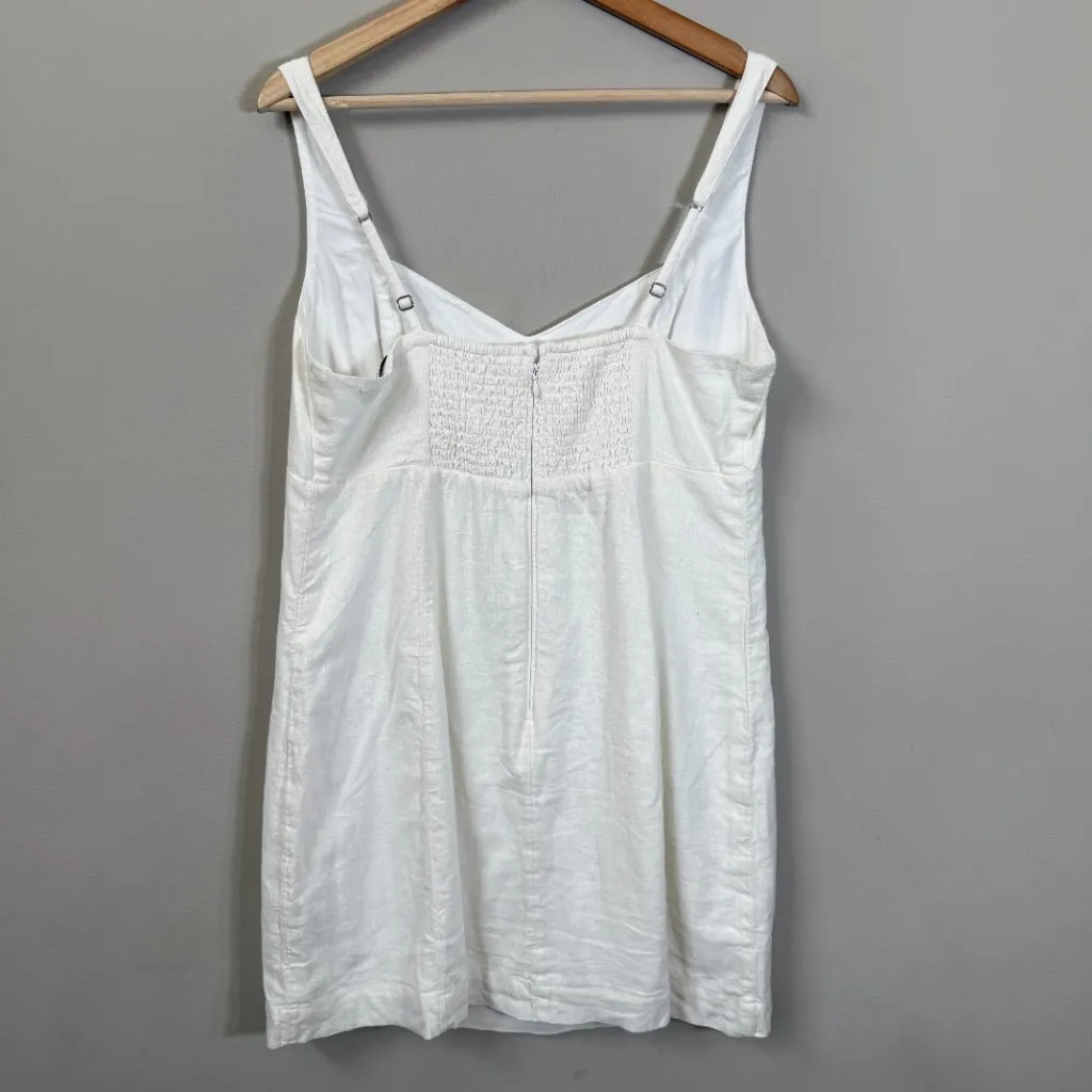 Abercrombie & Fitch Linen Corset Smocked Mini Dress Women's Large White Party - Image 8